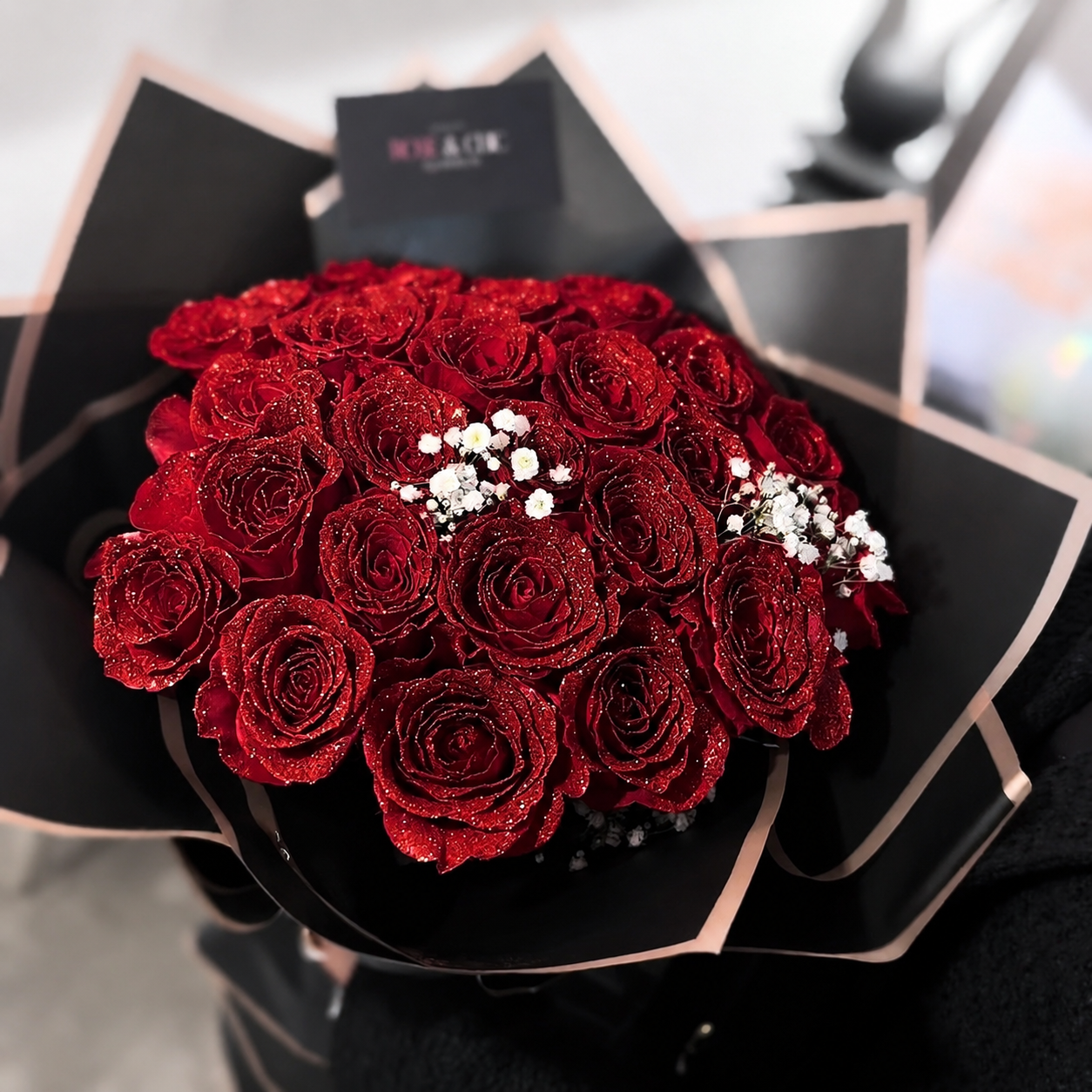 Bouquet de roses avec brillants